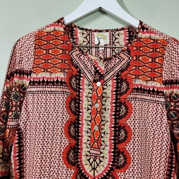 ANTHROPOLOGIE Fig and Flower Boho Tunic Top, sz S - Picture 9 of 9